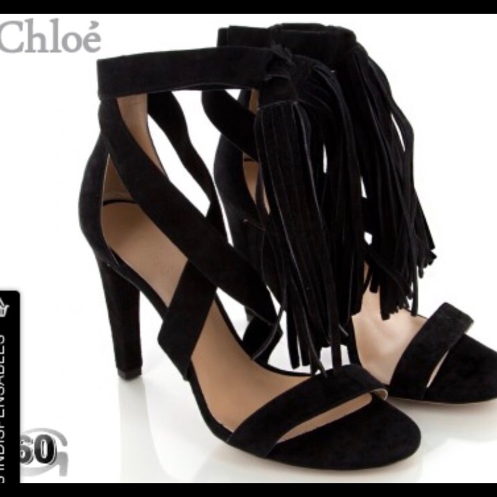 Chloe Suede Fringe Sandals